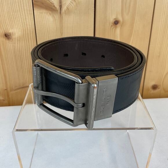 Louis Vuitton Reversible Belt, Black/Brown with Silver Buckle - Picture 1 of 10